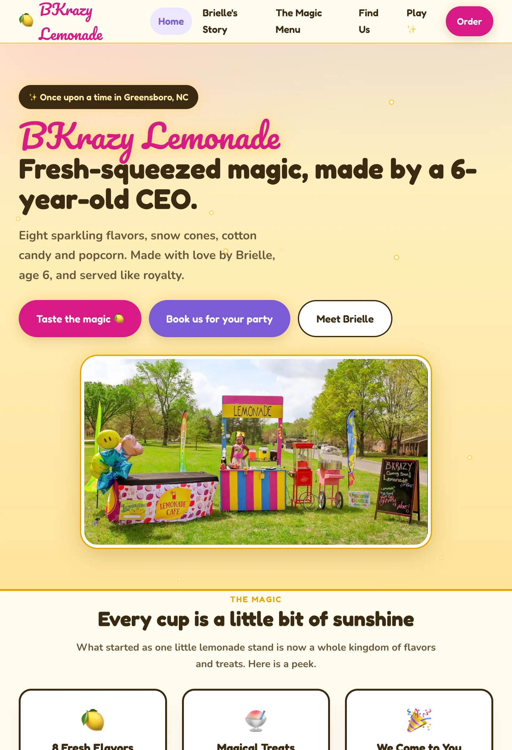 BKrazy Lemonade phone-first commerce homepage