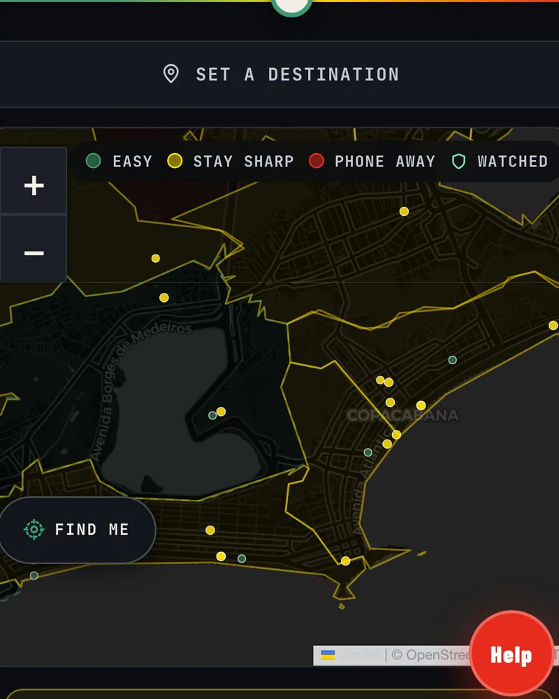 Rio map in the B.E Guardian app
