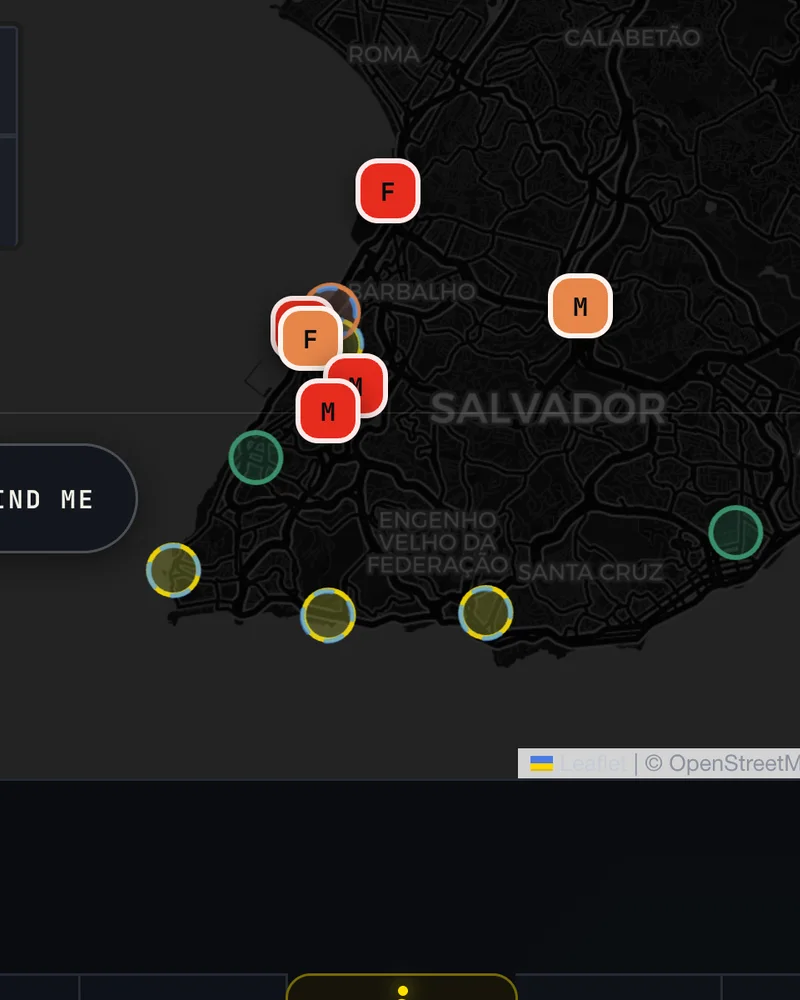 Salvador map in the B.E Guardian Salvador app