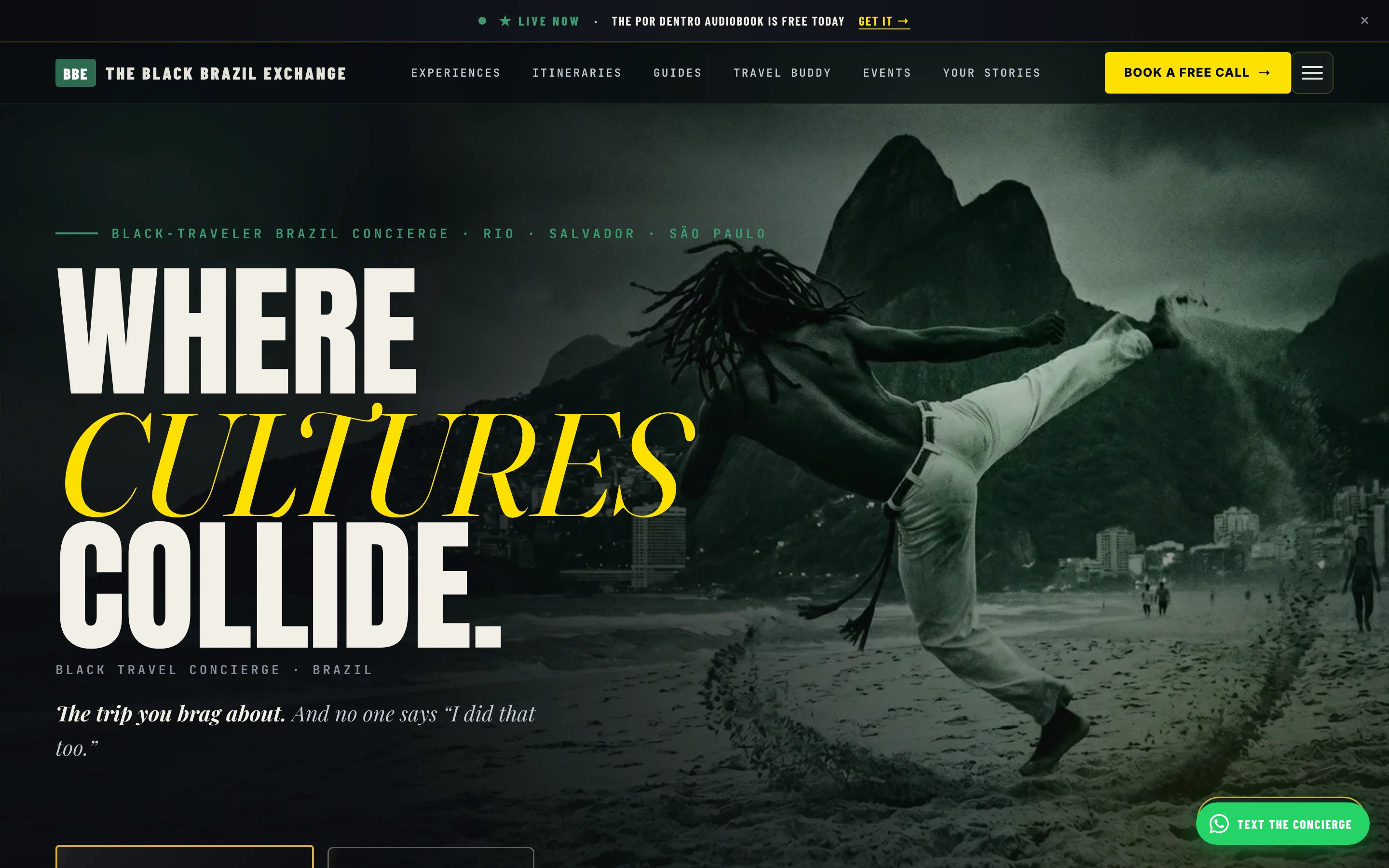 The Black Brazil Exchange homepage hero reading Where Cultures Collide