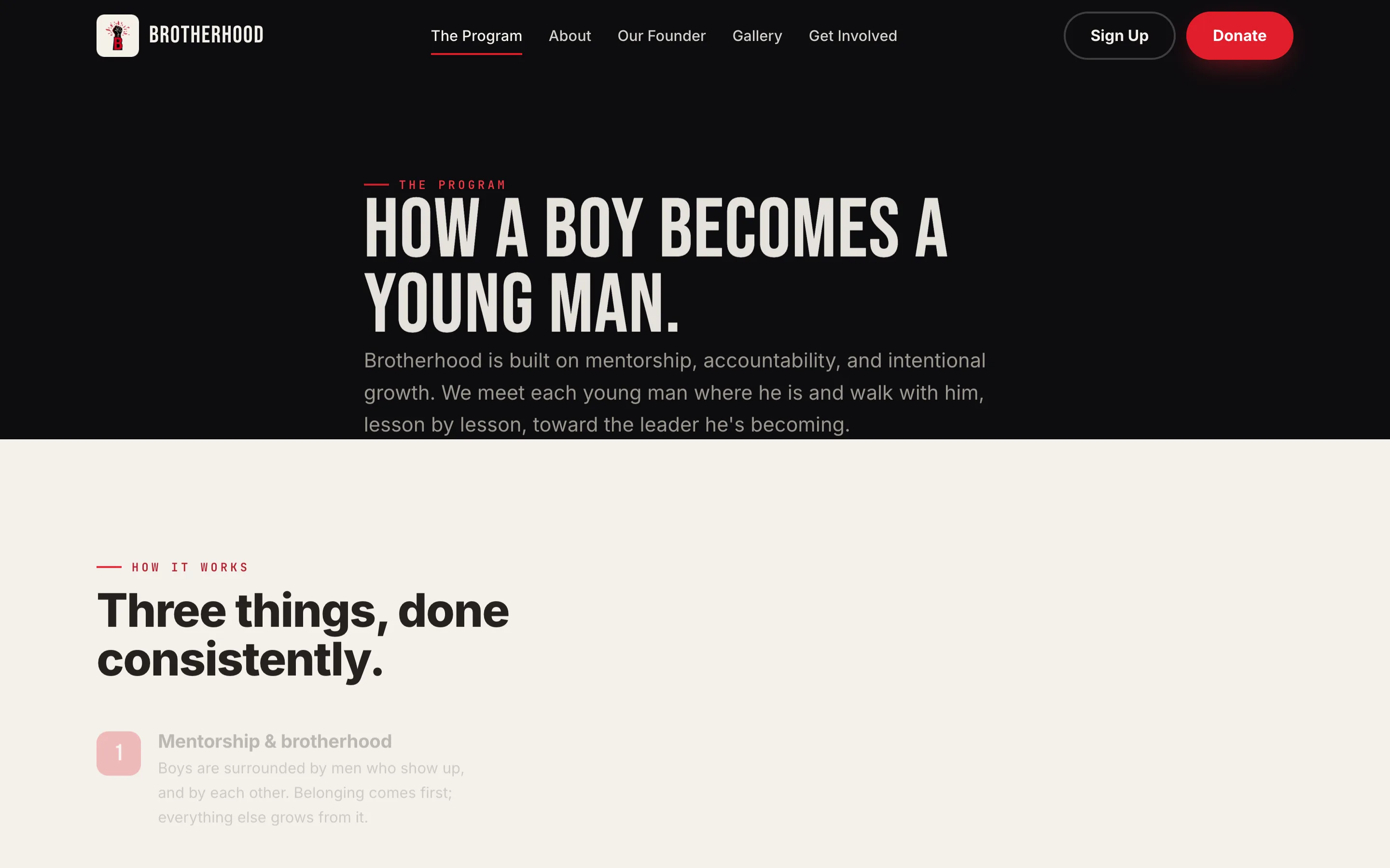 The Brotherhood seven-pillar program page