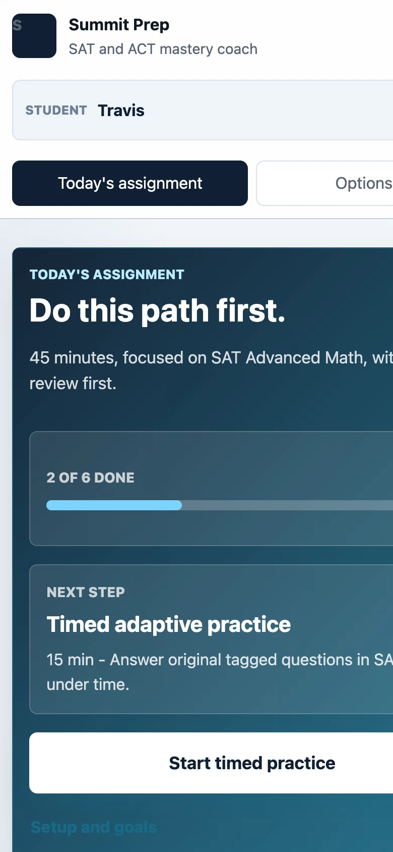 Summit Prep Coach app built by Pagecrafter